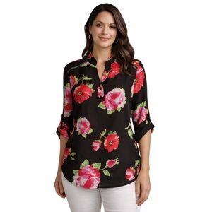 Wishful Park Floral Watercolor Blouse Top